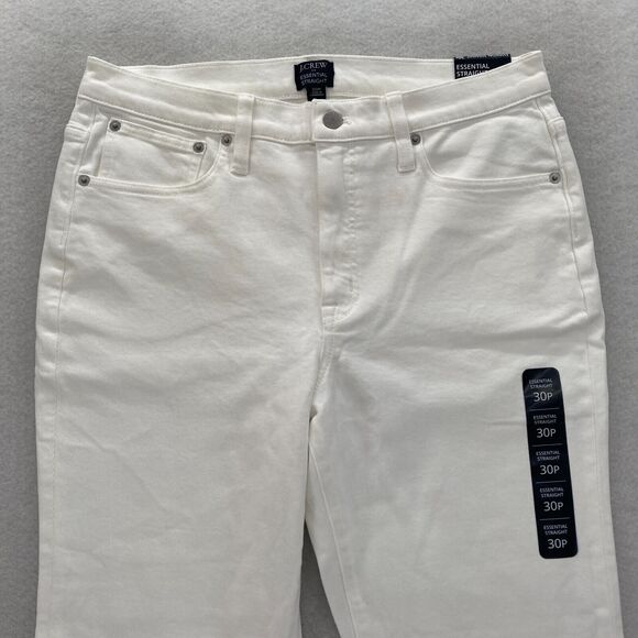 J.Crew Essential Straight Jeans‎ Women's 30P Petite White Denim All Day Stretch - Picture 2 of 16